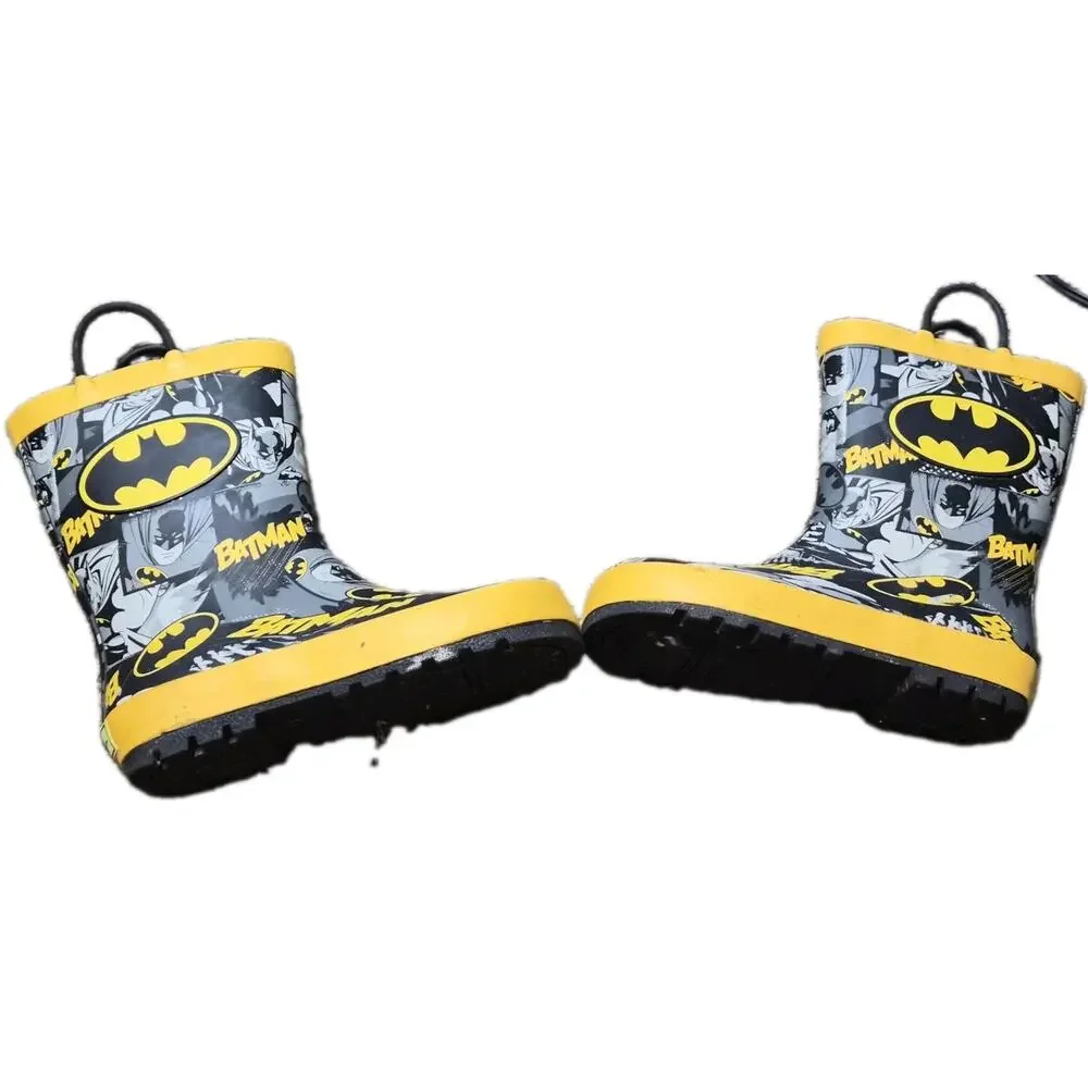 Western Chief Batman Grunge Black Rubber Rain Boots Kids Boys Toddler US Size 13